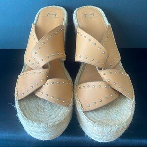 Marc Fisher l Angeline’s Leather Studded Espadrille Wedges Size 10